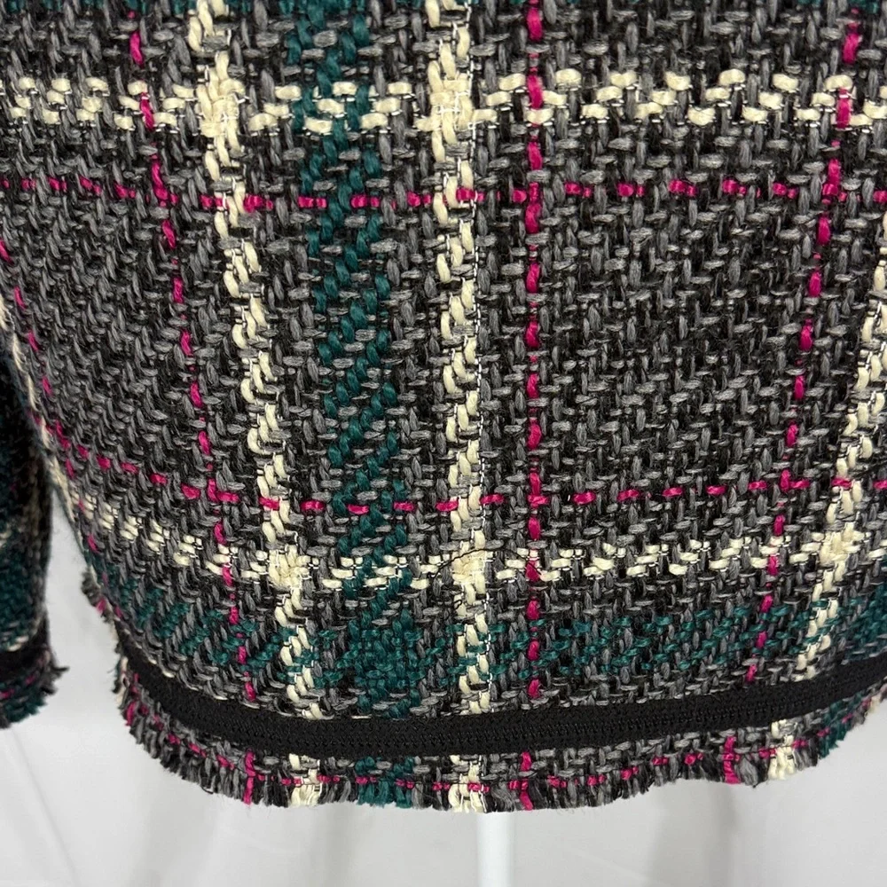 ANTHROPOLOGIE PLAID TWEED BLAZER JACKET L - Picture 11 of 11